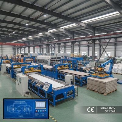 Производственная линия фиброцементных плит площадью 2000 кв.м, соответствующая стандартам CE и с гарантией 1 год, оптимизированная для производства однородных плит